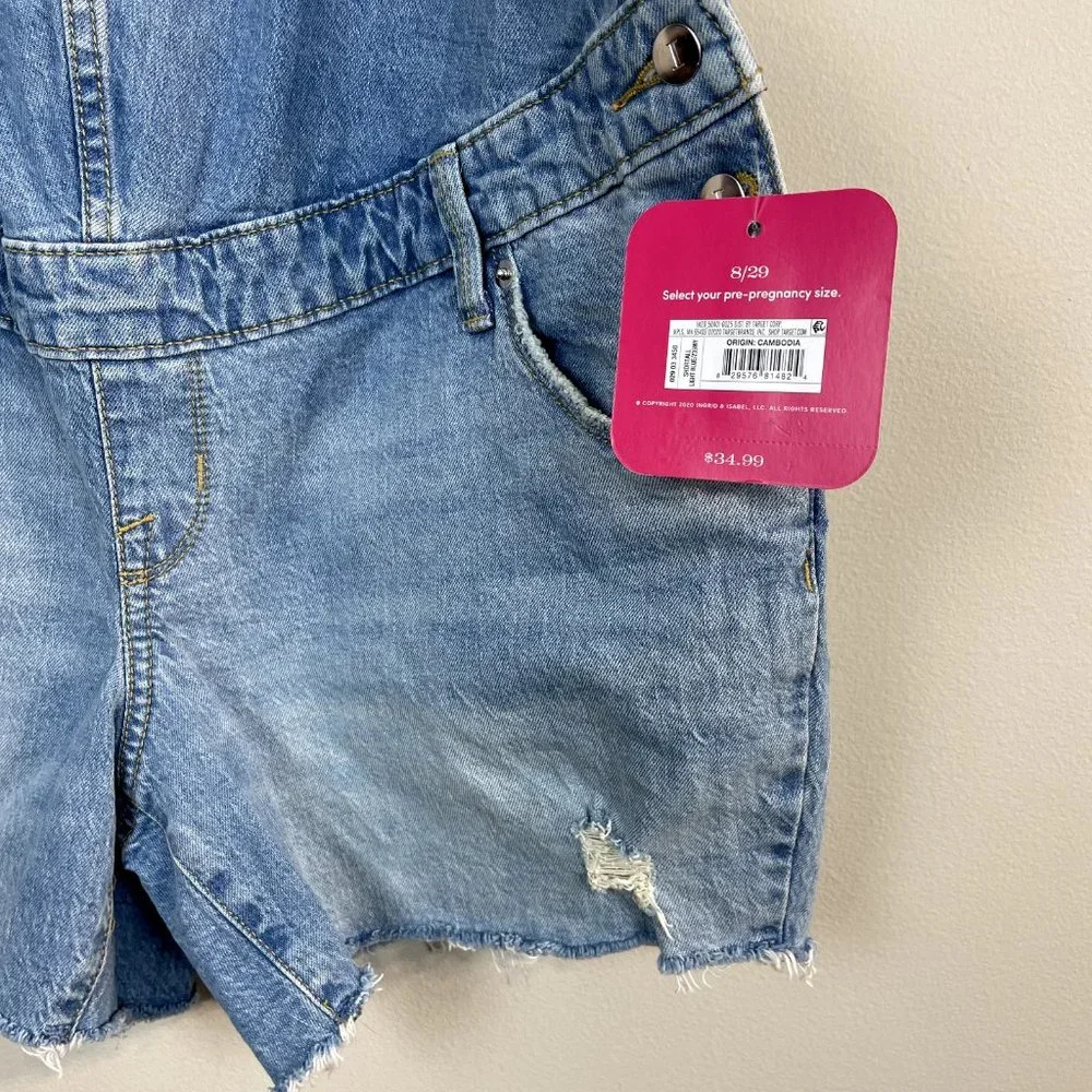 Blue Denim Short Overalls - Women's Casual Bib Shorts